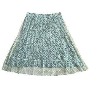 LOGO by Lori Goldstein Mesh Skirt with Knit Underlay Women’s Plus Size 1X Midi